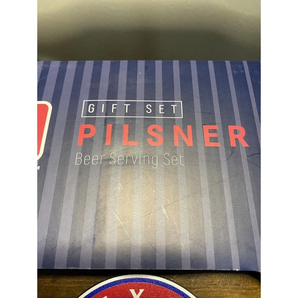 Texas Rangers MLB Pilsner Beer Serving Gift Set In Acacia Wood Case Legacy NIB